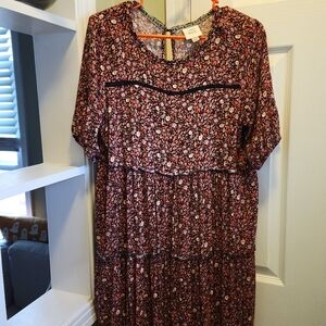 Floral Print Dress with Short Sleeves